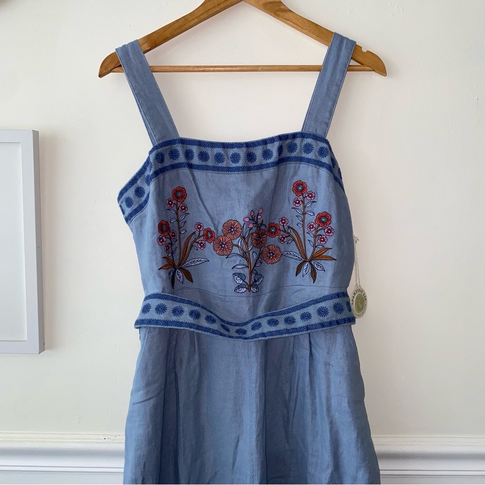 NWT Spartina 449 Linen  Embroidery Jumpsuit Size 10 - Picture 3 of 7